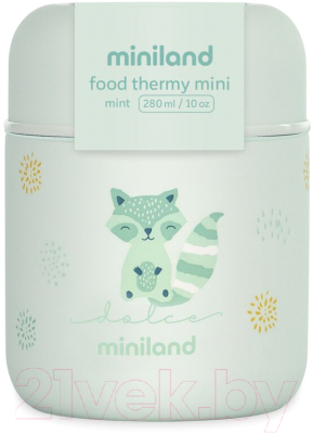 Термос для еды Miniland Thermy Dolce Mini / 89467 (280мл, бирюзовый/енот)