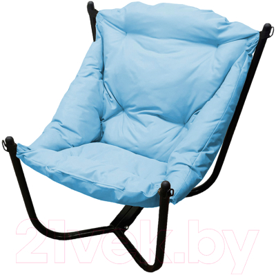 Кресло садовое M-Group Чил / 12360403 (черный/голубая подушка)