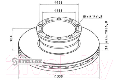 Тормозной диск Stellox 8500710SX