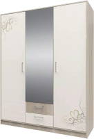 Шкаф Stolline Камила 3-х дверный с зеркалом и ящиками / СТЛ.416.01 (ясень светлый/бежевый) - 