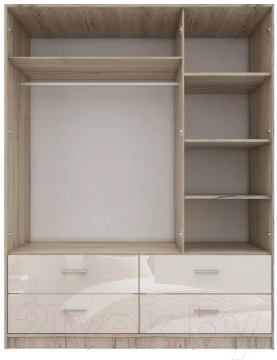 Шкаф Stolline Лациа 3-х дверный с зеркалом и ящиками / СТЛ.418.01 (дуб санремо/крем бежевый)