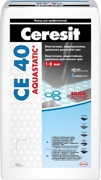 Ceresit CE 40 Aquastatic (20кг, серый) Фуга цементная купить в Минске ...