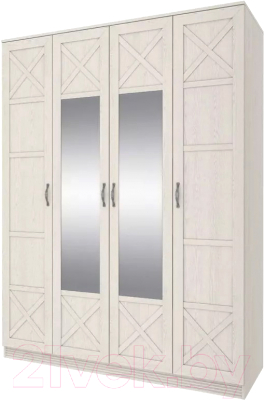 Шкаф Stolline Лозанна 4-х дверный с зеркалом / СТЛ.223.01 (дуб белый)