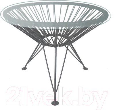 Стол садовый M-Group Ракушка со стеклом / 19140300 (серый с ротангом)