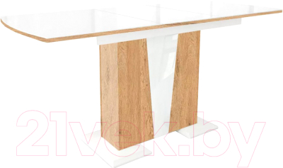 Обеденный стол Stolline Фрегат (белый/дуб катания/стекло)