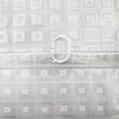 Шторка-занавеска для ванны Вилина Кристалл Peva. 3D квадраты / 7179-10313-1 (180x180, прозрачный)