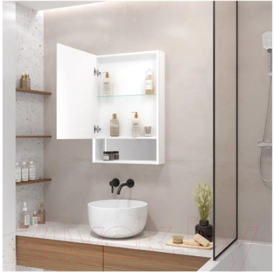 Шкаф с зеркалом для ванной Континент Filit Led 50x80 (левый, белый)