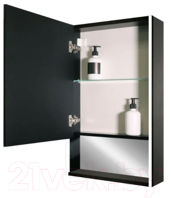 Шкаф с зеркалом для ванной Континент Filit Led 50x80 (левый, черный)