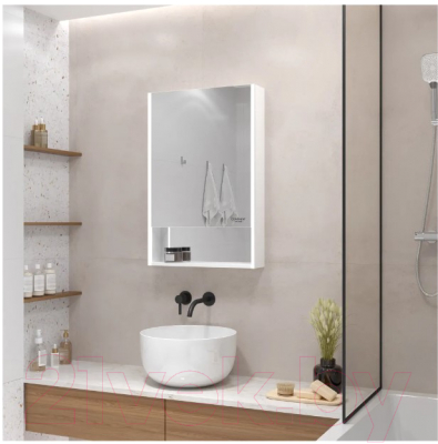 Шкаф с зеркалом для ванной Континент Filit Led 60x80 (левый, белый)