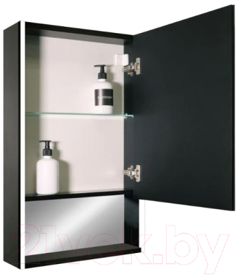 Шкаф с зеркалом для ванной Континент Filit Led 60x80 (правый, черный)