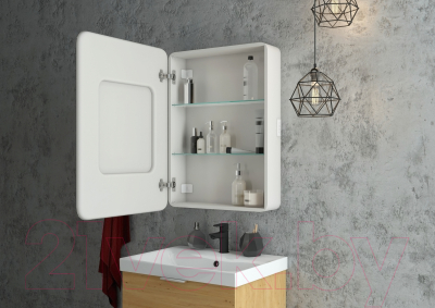 Шкаф с зеркалом для ванной Континент Elliott Led 60x80 (левый с розеткой и часами)