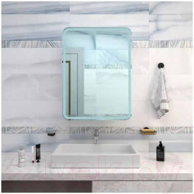 Шкаф с зеркалом для ванной Континент Joki Bubble Led 60х80 (левый, с розеткой)