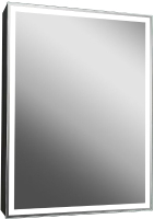 Шкаф с зеркалом для ванной Континент Mirror Box Black Led 60х80 (с часами) - 
