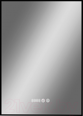 Зеркало Континент Amer Led 50x70 (с фоновой подсветкой, черной окантовкой, функция антизапотевания, часы)