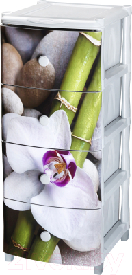 Комод пластиковый Эльфпласт Орхидея №15 / 439 (серый)