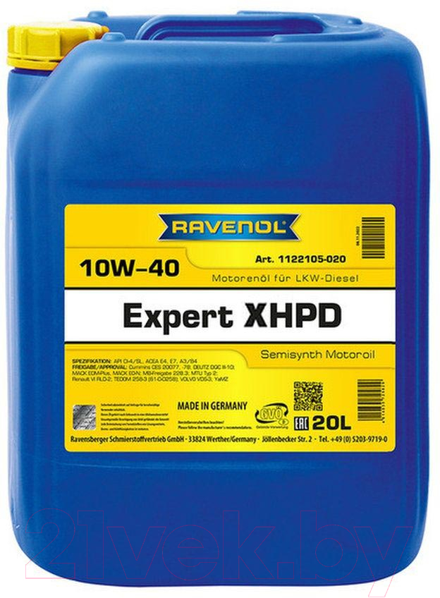 Моторное масло Ravenol SemiSynthetic Diesel Truck XHPD SAE 10W40 / 014020VE (20л)