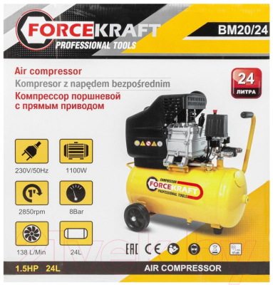 Воздушный компрессор ForceKraft FK-BM20/24