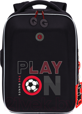 Школьный рюкзак Grizzly Rap-391-2 (черный/красный)