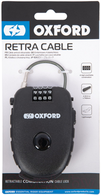 Велозамок Oxford Retra Cable LK100 (черный)