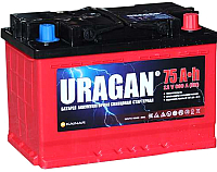 

Автомобильный аккумулятор Uragan, 75 R+ / 075 30 15 01 0201 09 11 9 L