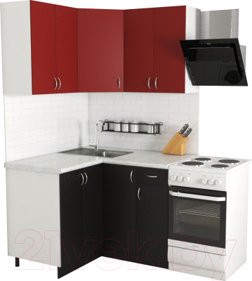 Готовая кухня Хоум Лайн Агата 1.2x1.2 (черный/красный)