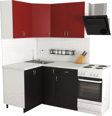 Готовая кухня Хоум Лайн Агата 1.2x1.4 (черный/красный)