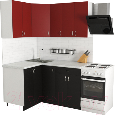 Готовая кухня Хоум Лайн Агата 1.2x1.5 (черный/красный)