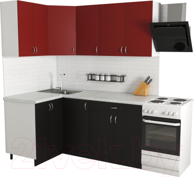 Готовая кухня Хоум Лайн Агата 1.2x1.8 (черный/красный)