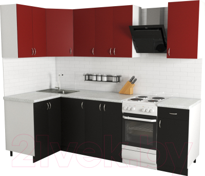 Готовая кухня Хоум Лайн Агата 1.2x2.0 (черный/красный)