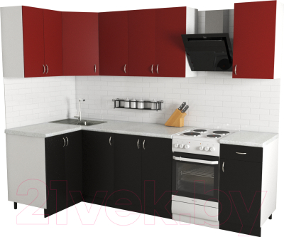 Готовая кухня Хоум Лайн Агата 1.2x2.1 (черный/красный)