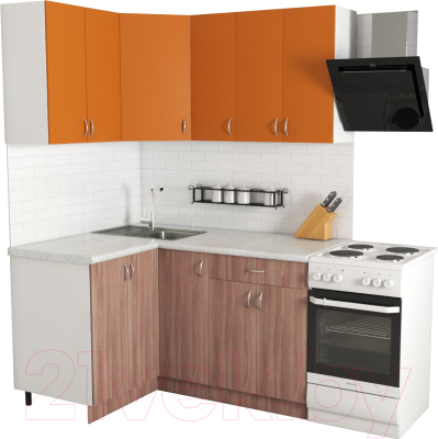 Готовая кухня Хоум Лайн Агата 1.2x1.5 (ясень шимо темный/оранжевый)