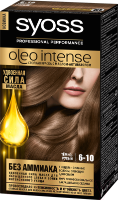 

Крем-краска для волос Syoss, Русый, Oleo Intense стойкая 6-10