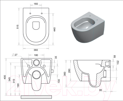 Унитаз подвесной Turavit Rondo RND 5512+0411/(0421)/2403 (с сиденьем)