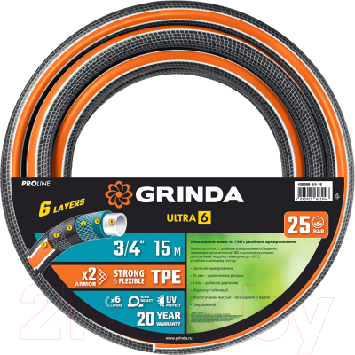 Шланг поливочный Grinda PROLine Ultra / 429009-3/4-15