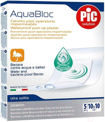 Пластырь Pic Solution Aquabloc Бактерицидный стерильный (10x10см, 5шт)