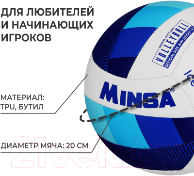 Мяч волейбольный Minsa Basic Ice / 9291315 (размер 5)