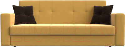 Диван Лига Диванов Лига-016 / 117701 (микровельвет желтый/подушки коричневый)