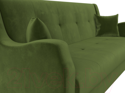 Диван Лига Диванов Лига-017 / 118112 (микровельвет зеленый/подушки зеленый)