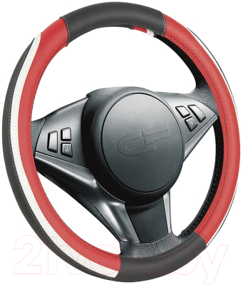 Оплетка на руль CarFashion Step M / 31300 (черный/белый/красный)