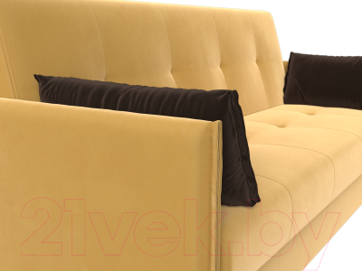 Диван Лига Диванов Лига-018 / 117857 (микровельвет желтый/подушки коричневый)