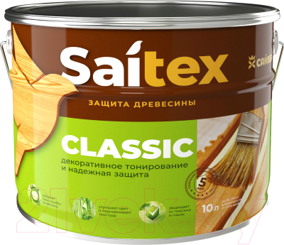Защитно-декоративный состав Saitex Classic Белый (10л)