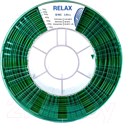 Пластик для 3D-печати REC Relax 2.85мм 750г / rr2s2129 (зеленый)