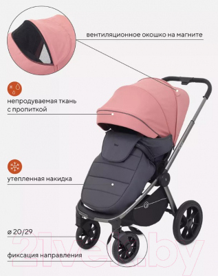 Детская универсальная коляска Rant Flex Pro 3 в 1 2023 / RA075 (Pink)