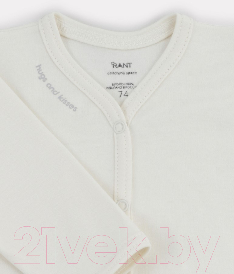 Боди для малышей Rant Hugs And Kisses с длинным рукавом / 6472/4-68 (Vanilla Beige, р.68) — фото 3
