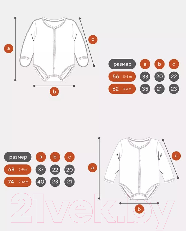 Боди для малышей Rant Hugs And Kisses с длинным рукавом / 6472/4-68 (Vanilla Beige, р.68) — фото 6