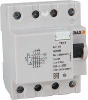 

Устройство защитного отключения КЭАЗ, 4п 16А 30мА ВД1-63-4216-АС УХЛ4 / 318478