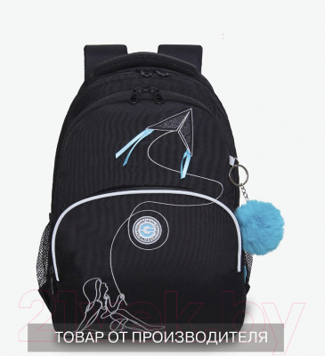 Школьный рюкзак Grizzly RG-360-8 (черный/голубой)