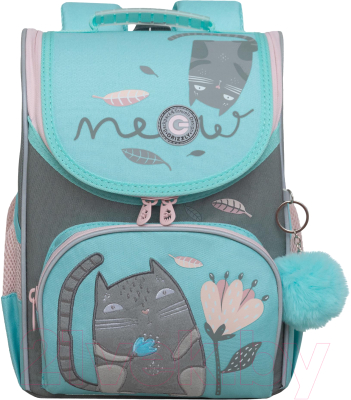 Школьный рюкзак Grizzly RAm-384-2 (мятный/серый)