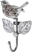 Крючок для одежды Bogacho Птичка Терра / 22664 (античное серебро) - 