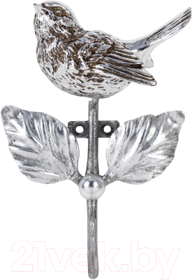 Крючок для одежды Bogacho Птичка Терра / 22664 (античное серебро)
